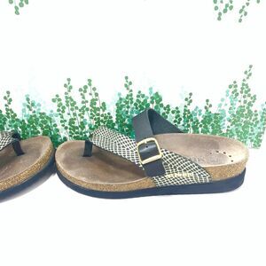 Mephisto Leather Gold Black Buckle Helen Loop Toe Sandals Size 36 EU/6 US Women